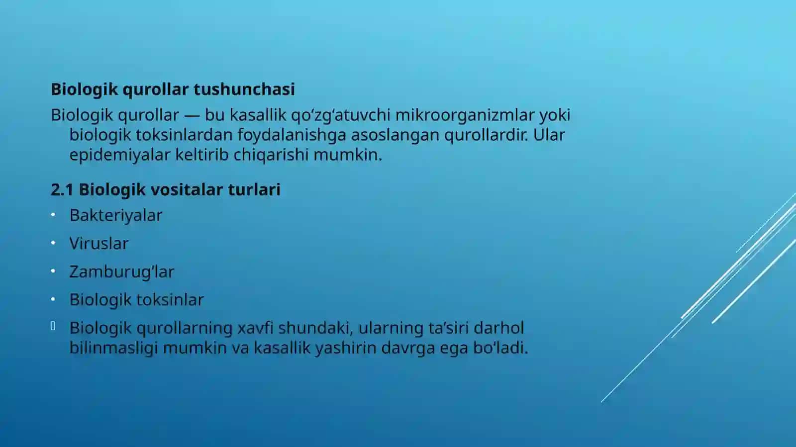 KIMYOVIY, BIOLOGIK QUROLLAR VA ULARNING TALOFATLARI 4
