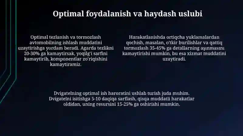 Avtomabil transport vositalarining xizmat muddatini oshirish usullari 4
