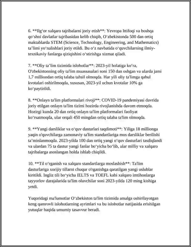 Ta'lim Tizimidagi Yangi Ishlohotlar 4