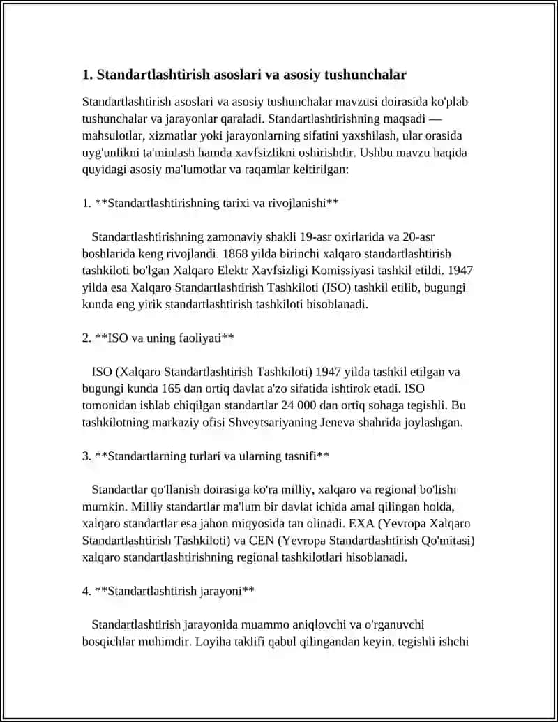 STANDARTLASHTIRISH USULLARINI OʻRGANISH 4