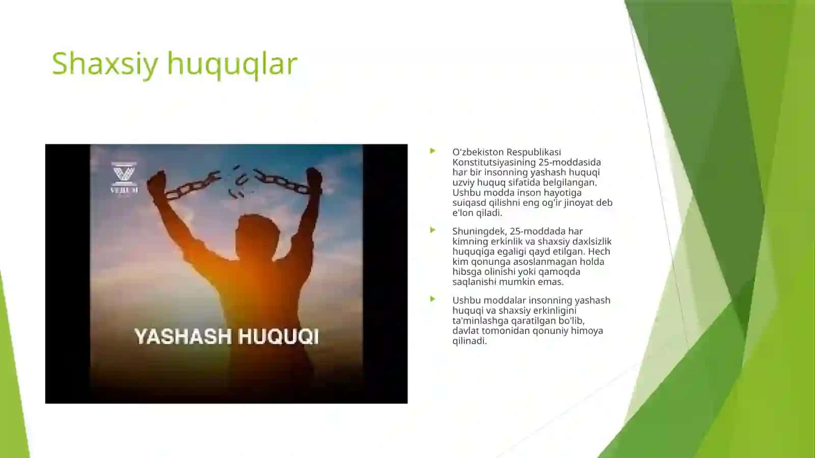 Huquq va Erkinliklarining Kafolatlari 4