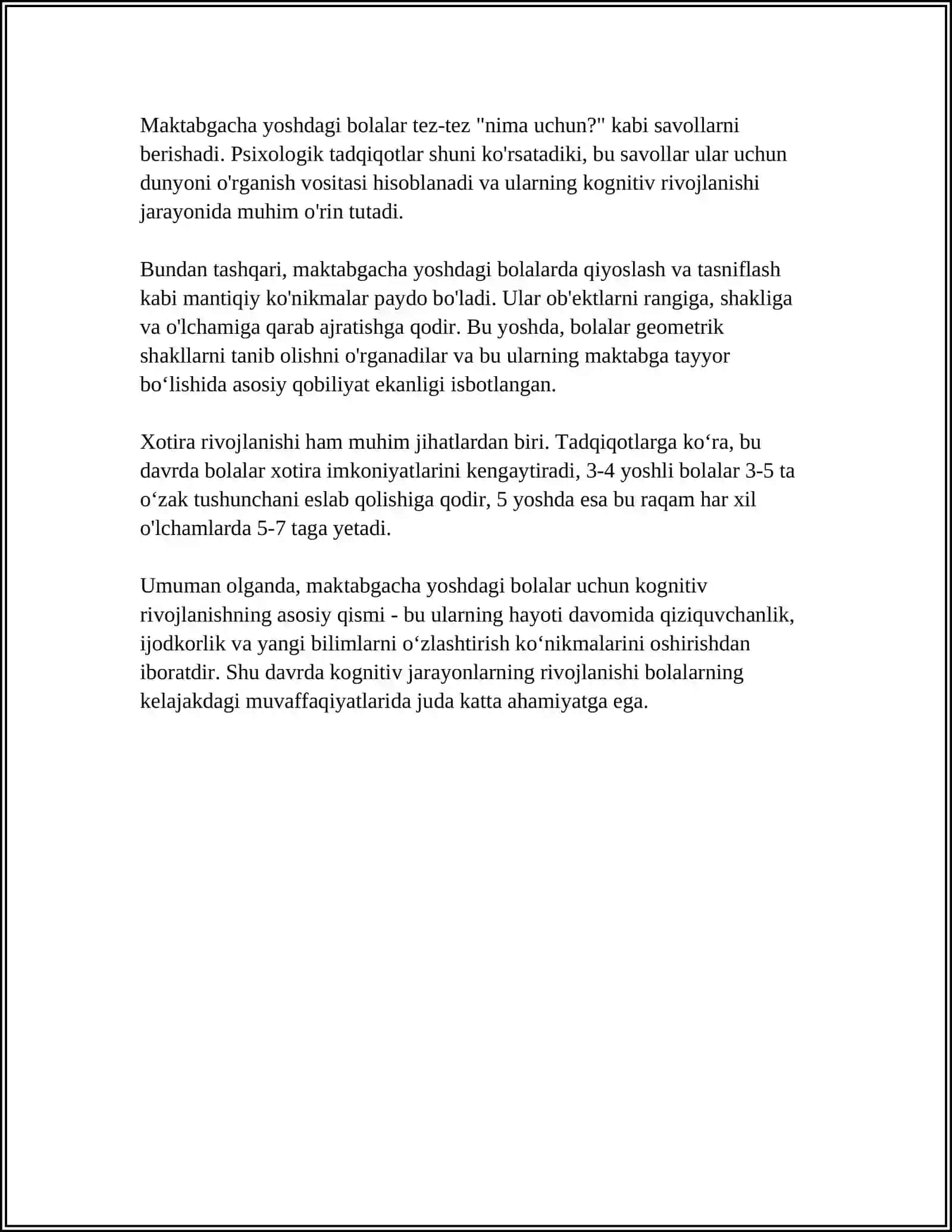 MAKTABGACHA YOSH DAVRIDA PSIXIK RIVOJLANISH XUSUSIYATLARI 4
