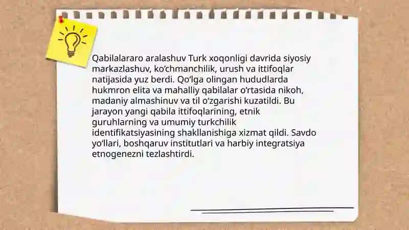 Turk xoqonligi davrida. Etnogenistik jarayonlar 4