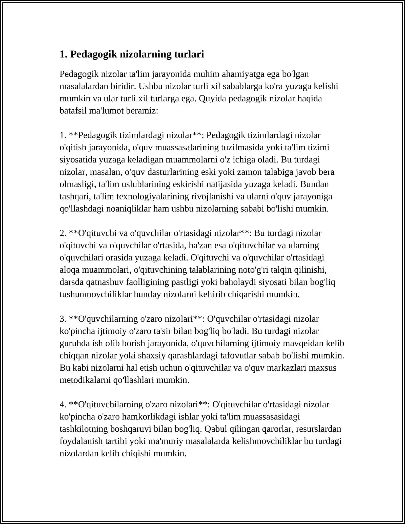 OQITUVCHINING MULOQOTGA KIRISHISHIDA UCHRAYDIGAN PEDAGOGIC NIZOLAR, KAMCHILIKLAR, ULARNI OLDINI OLISH YOLLARI 4
