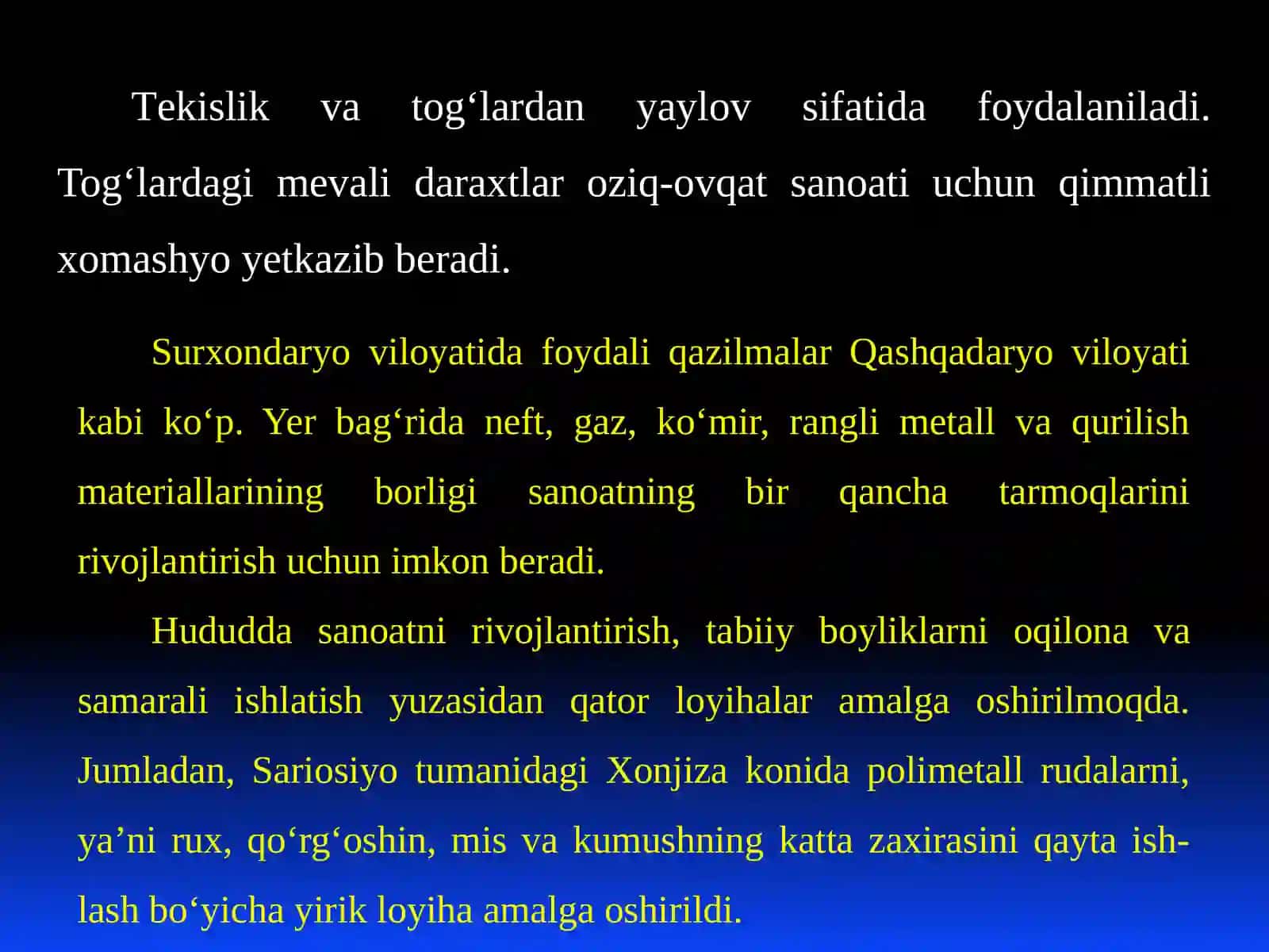 8-sinf Geografiya fanidan Surxondaryo viloyati dars taqdimoti 4