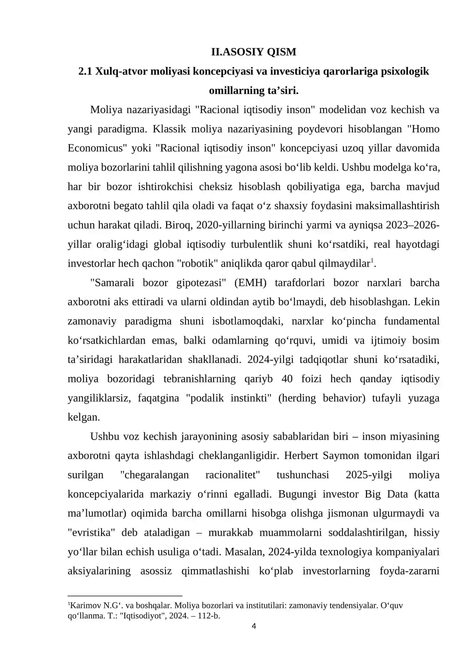 Moliyaning zamonaviy konsepsiyalari va ularning hozirgi zamon xususiyatlari 4