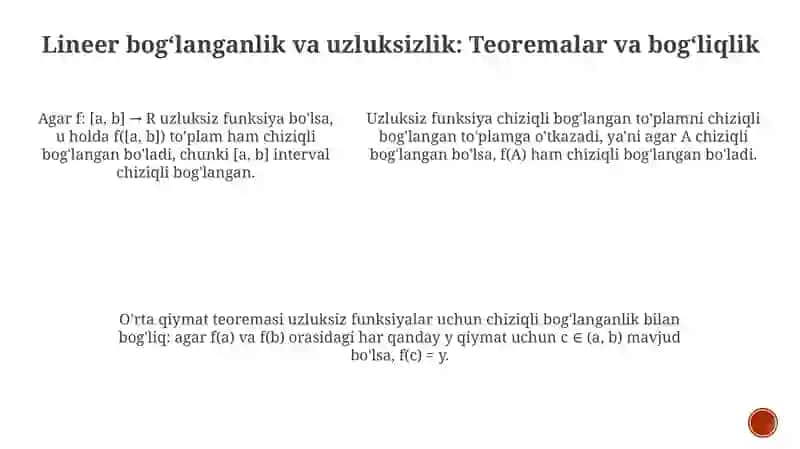 Bogʻlangan va Lineer Bogʻlangan Toʻplamlar: Asosiy Tushunchalar va Xossalari 4