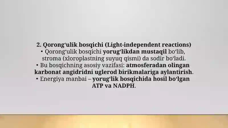 Fotosintezning qorong'ulik bosqichi 4
