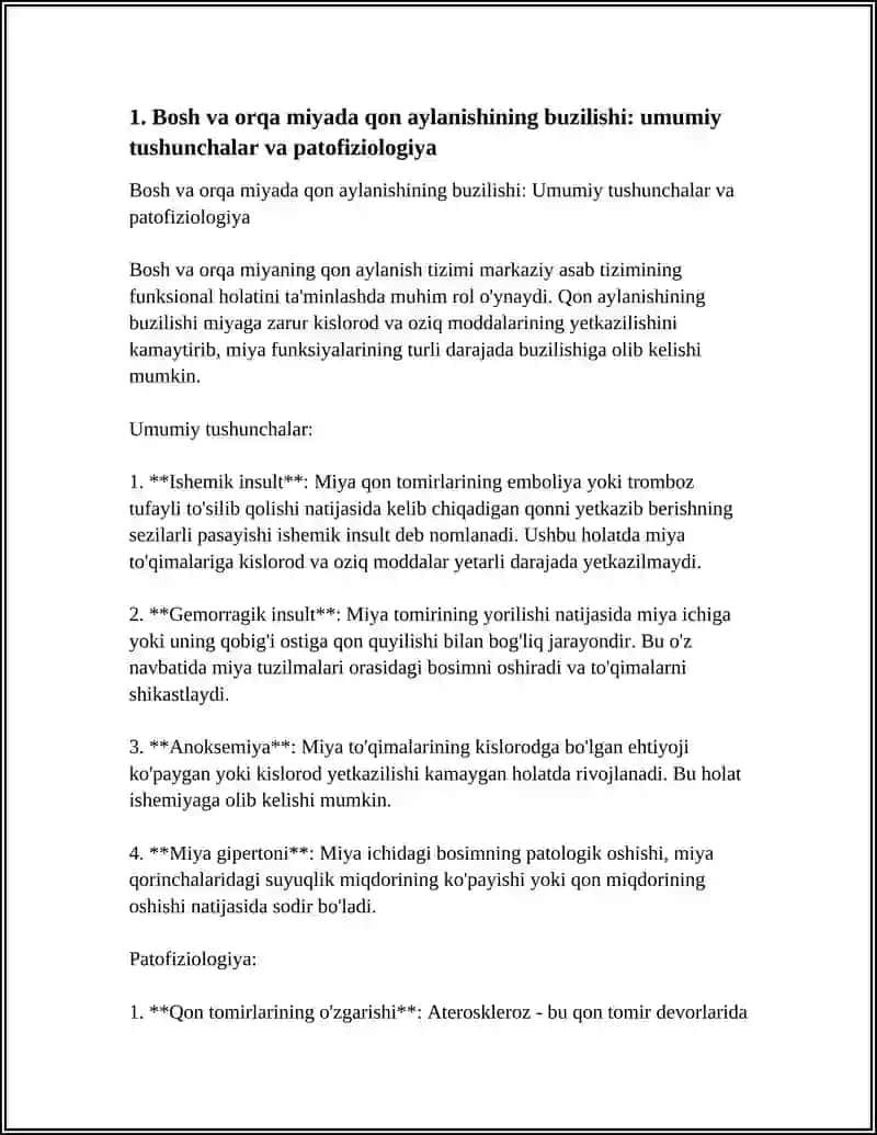 Bosh va orqa miyada qon aylanishining buzilishi: umumiy tushunchalar va patofiziologiya 4