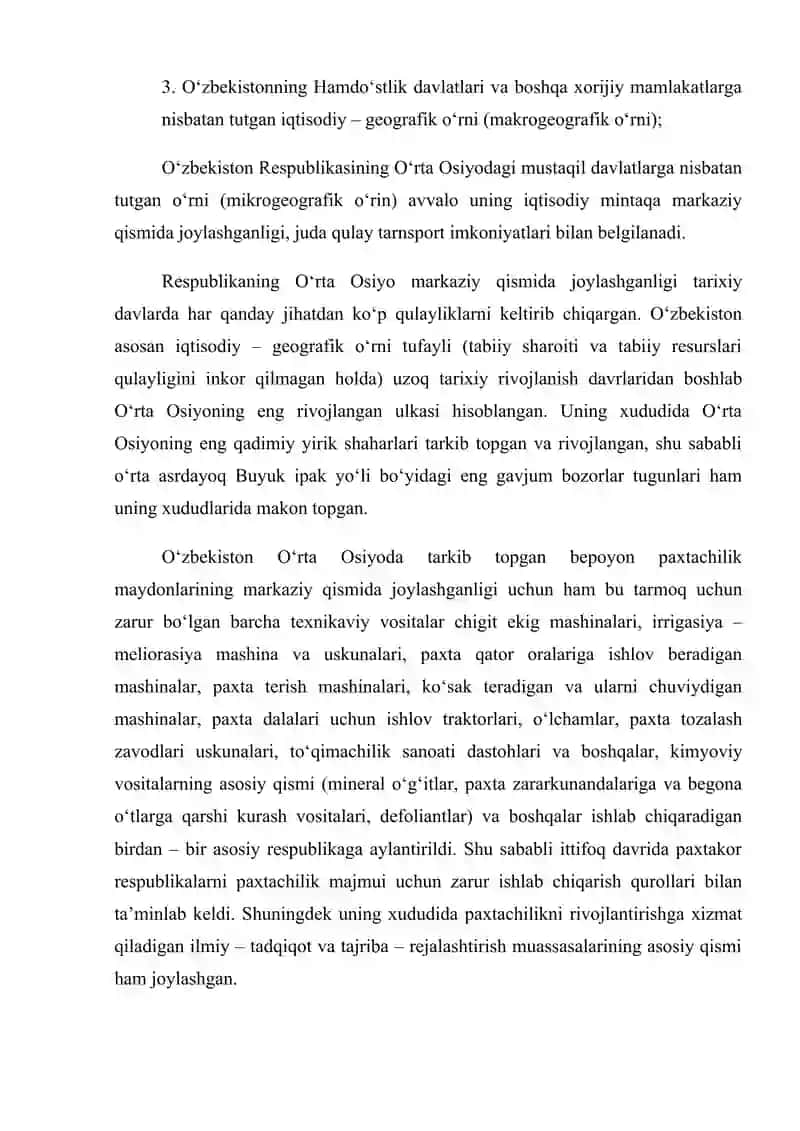 О‘zbekiston respublikasining iqtisodiy geografik о‘rni va tashkil topishi 4