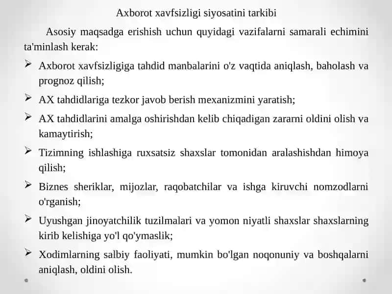 Axborot Xavfsizligi Siyosati 4