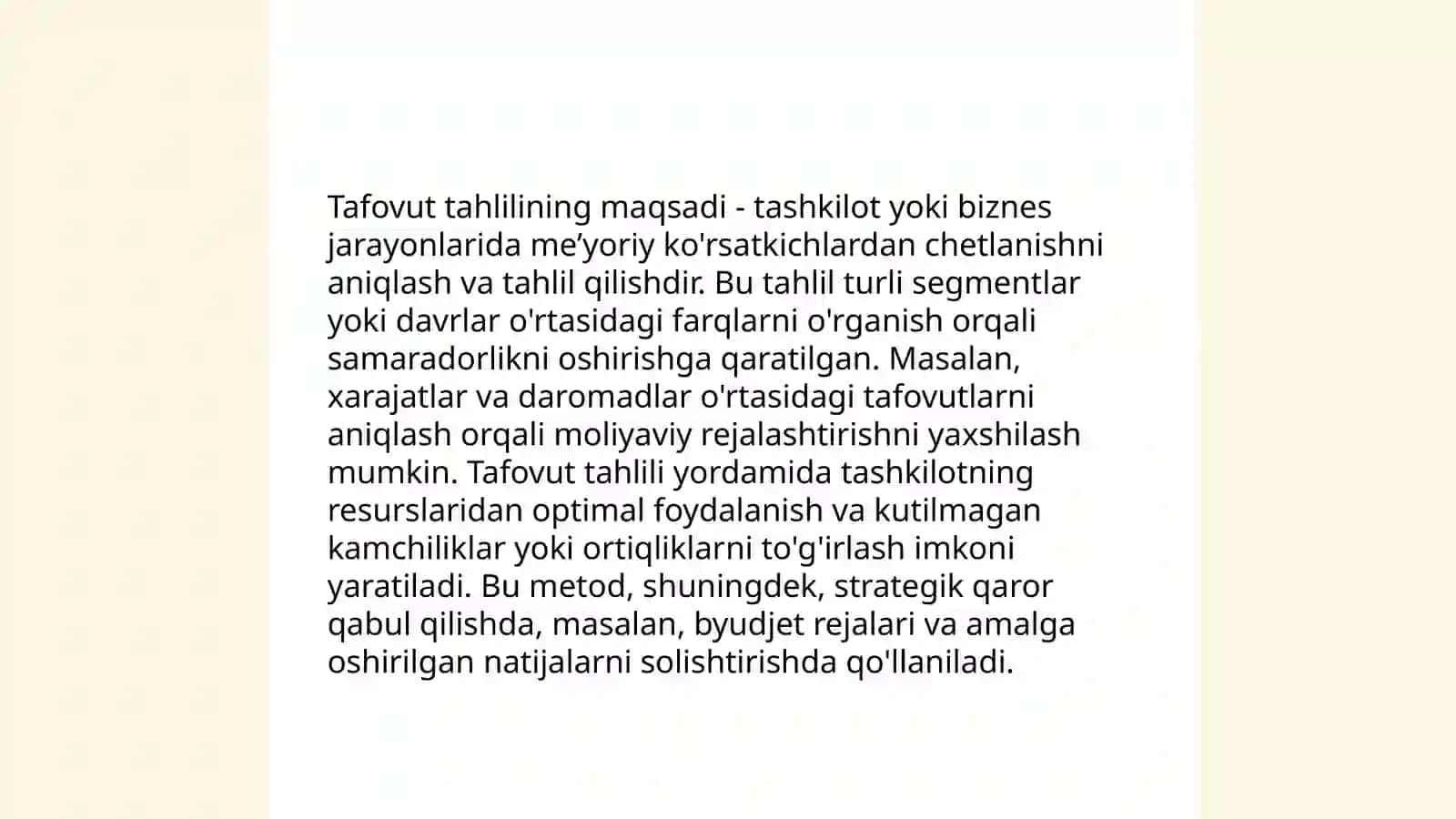 Boshqaruv hisobida tafovud va oģishlar tahlili 4