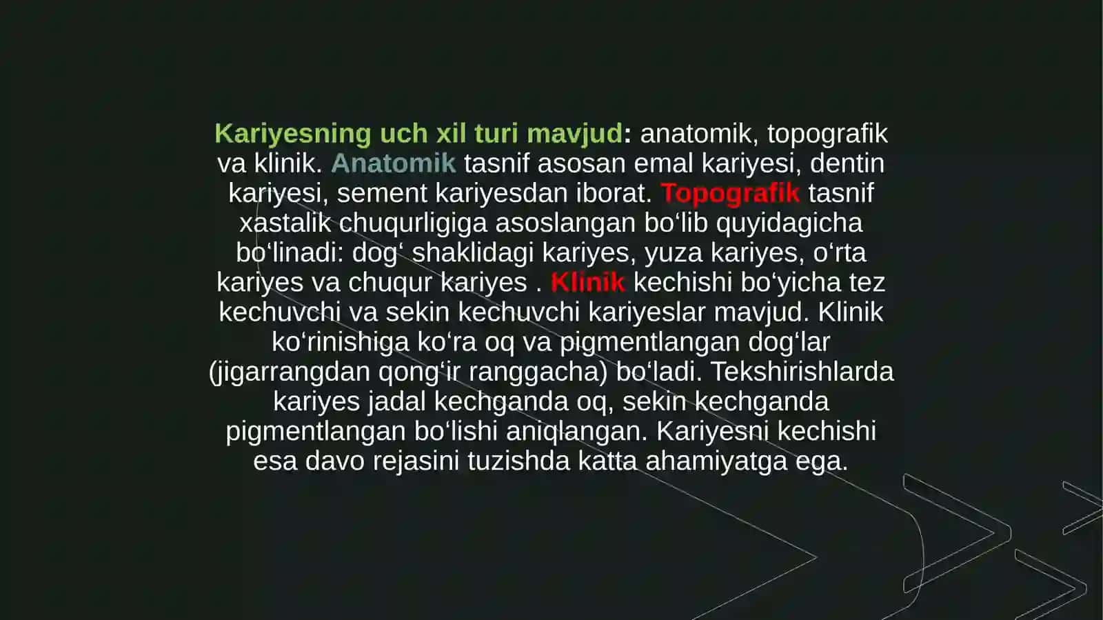 Karies Haqida Tushuncha va Karies Kovaklarining Tasnifi 4