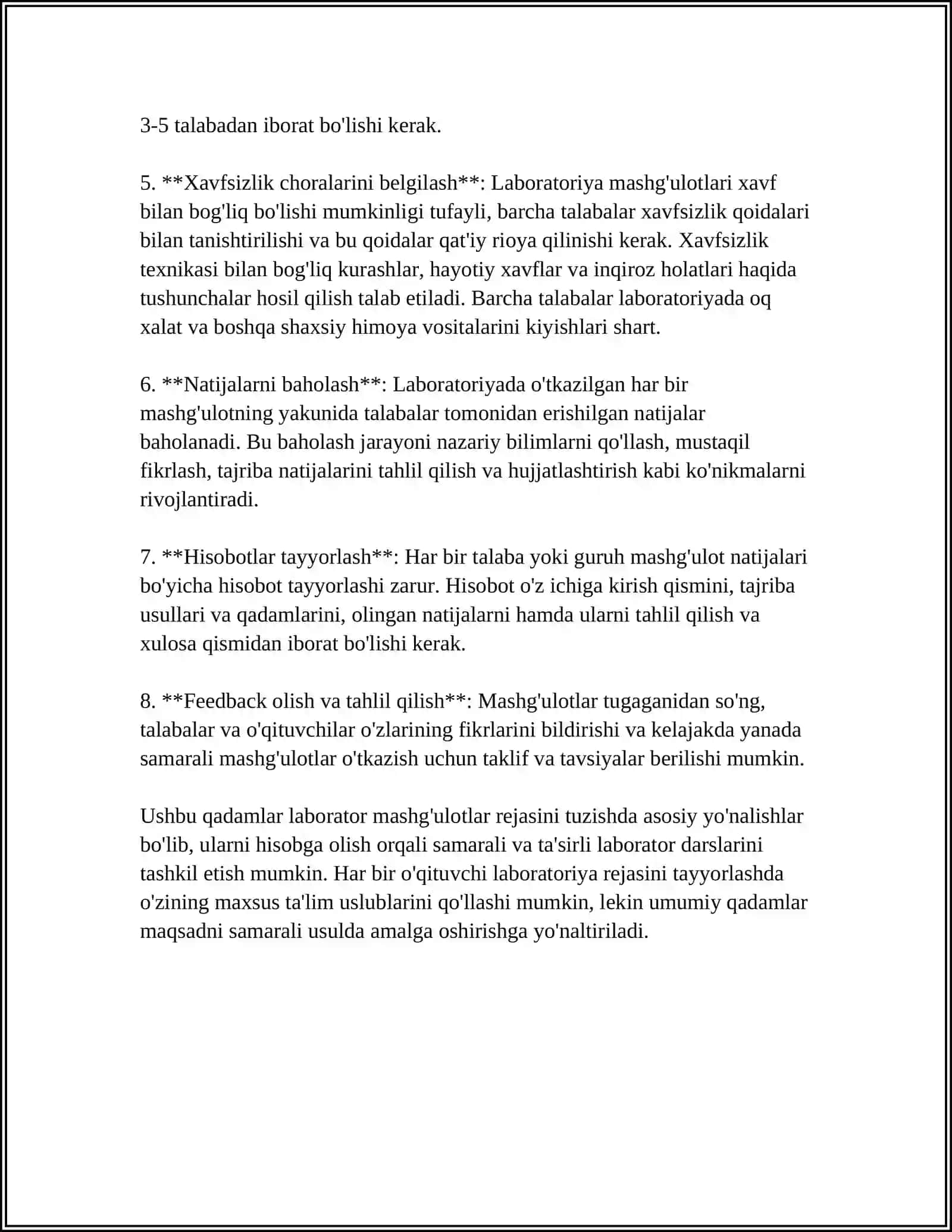TIBBIY TA'LIM MUASSASALARIDA LABORATOR MASHG'ULOTLARNING METODIKASI 4