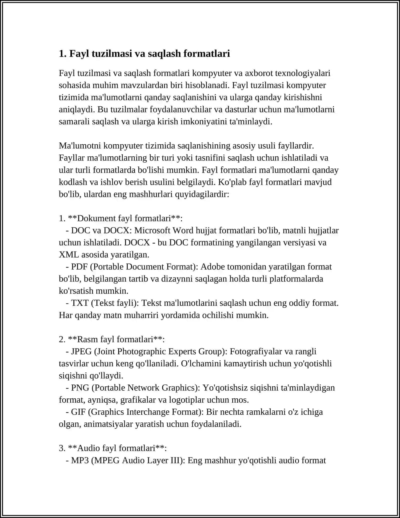 FAYLLAR BILAN ISHLASHINIG YANGI USULARI(1/0 TIXNOLOGIYASI) 4