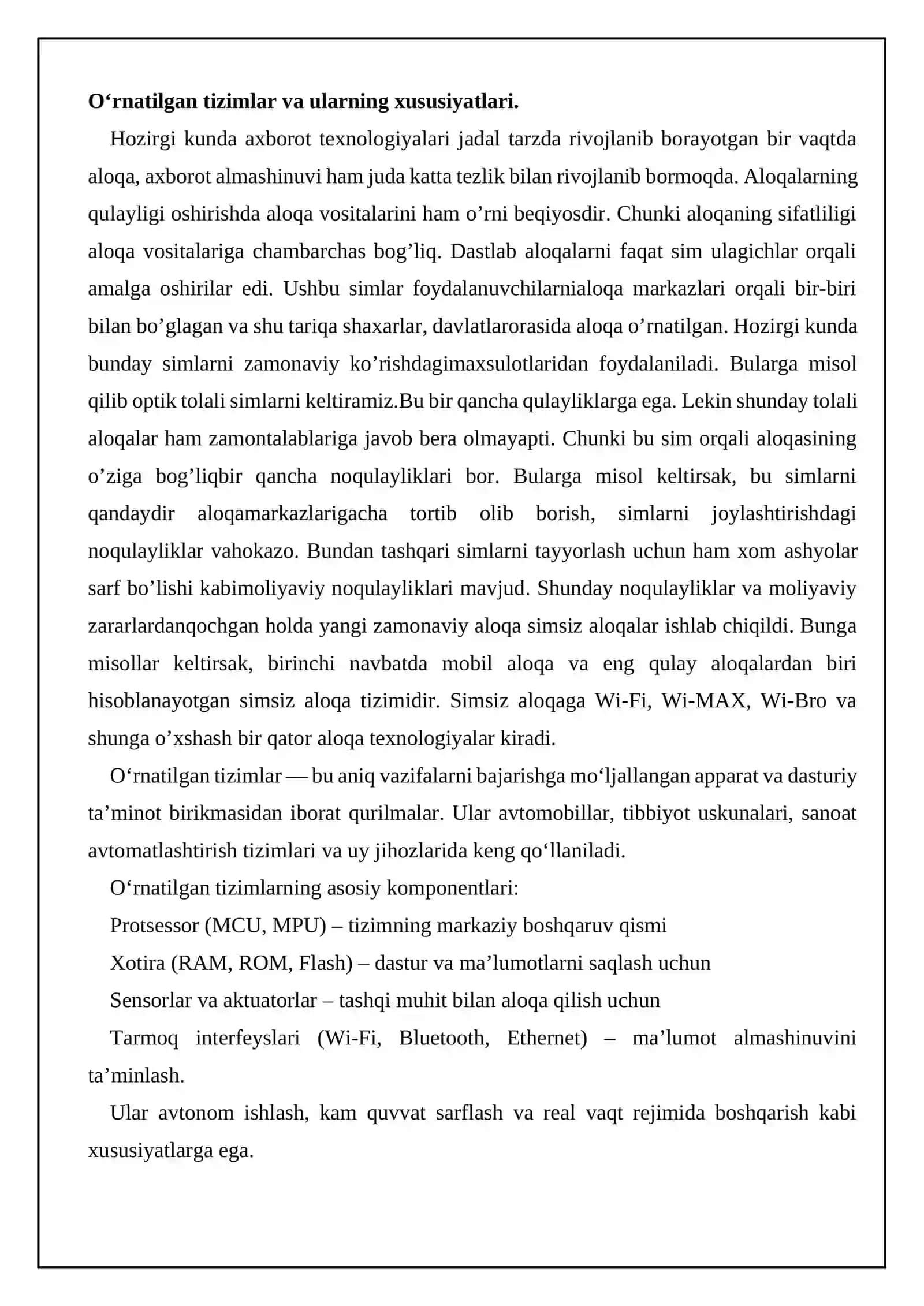 O'rnatilgan tizimlarda Wi-fi 4