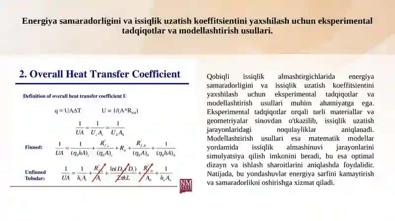 Qobiqli issiqlik almashtirgich gidrodinamik rejimlarini takomillashtirish. 4