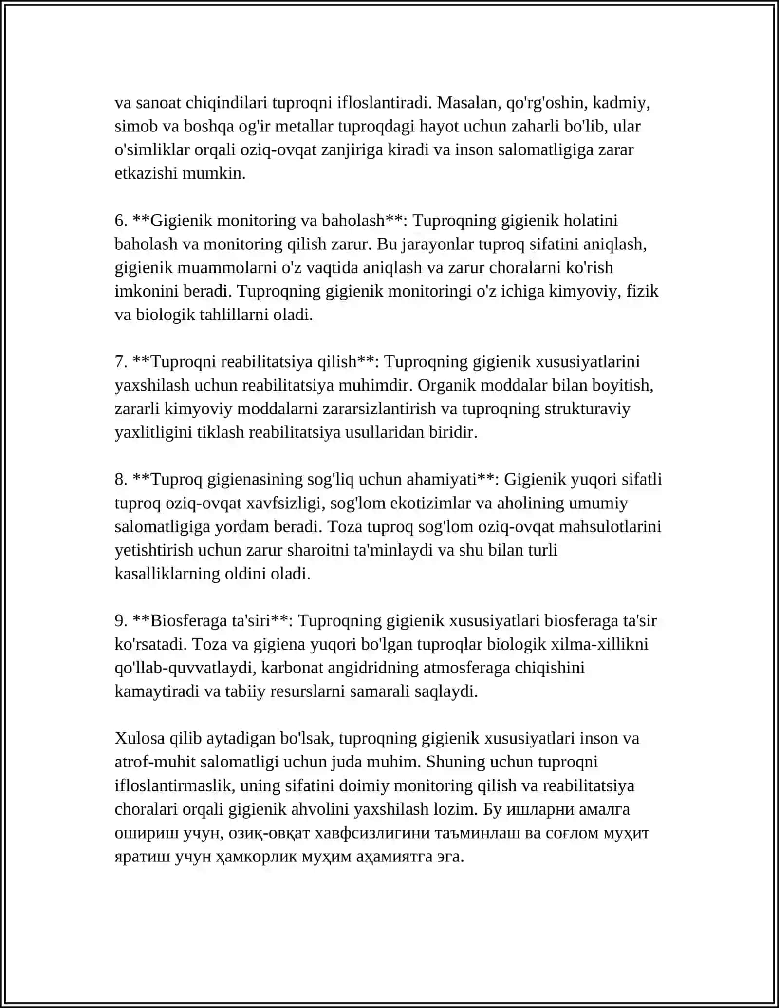 MUSTAQIL ISH Mavzu: TUPROQNING GIGIENIK VA EPIDEMIOLOGIK AHAMIYATI 4