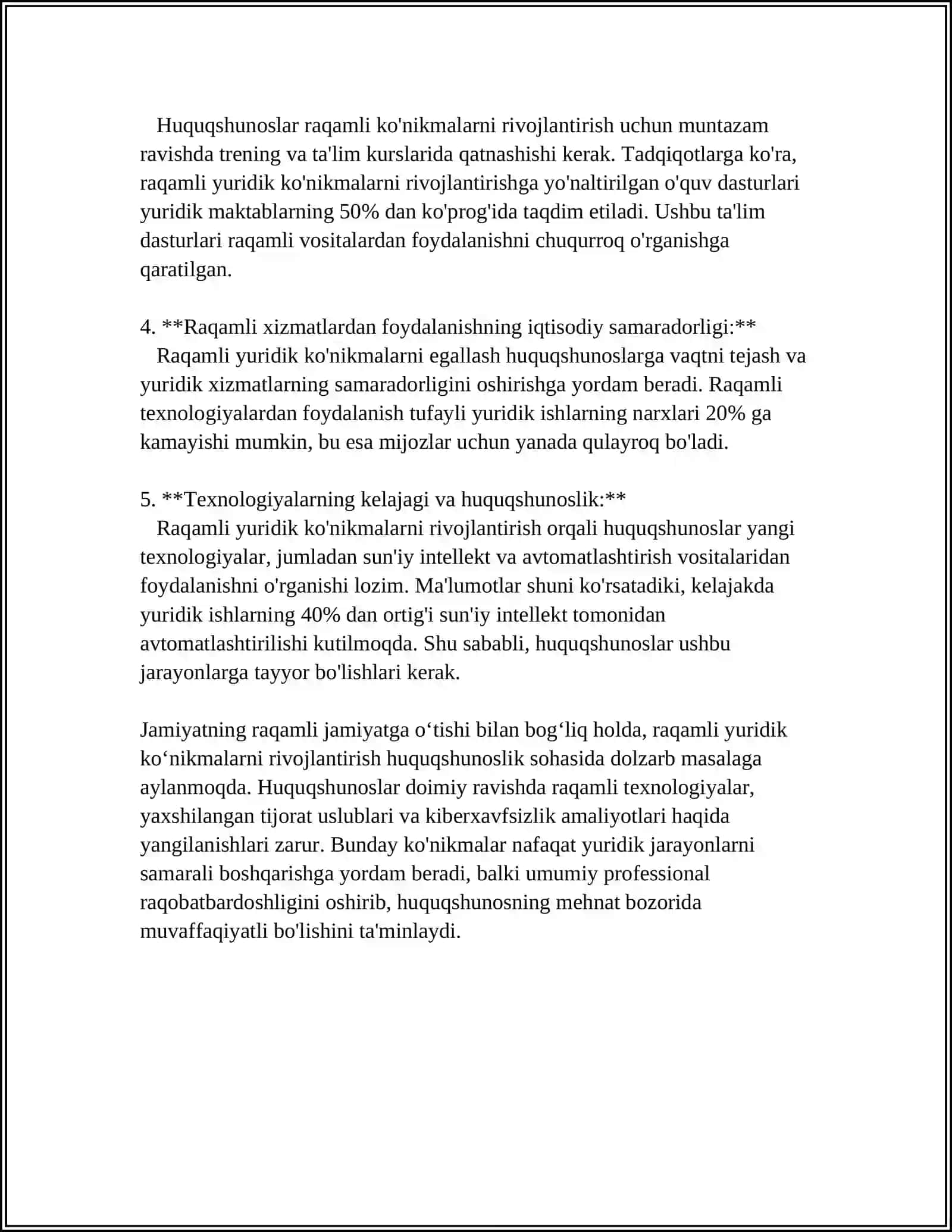 HUQUQSHUNOS MUTAXASSIS SHAKLLANISHIDA ZAMONAVIY ISH KO'NIKMALARI VA KOMPETENSIYALARINING ROLI 4