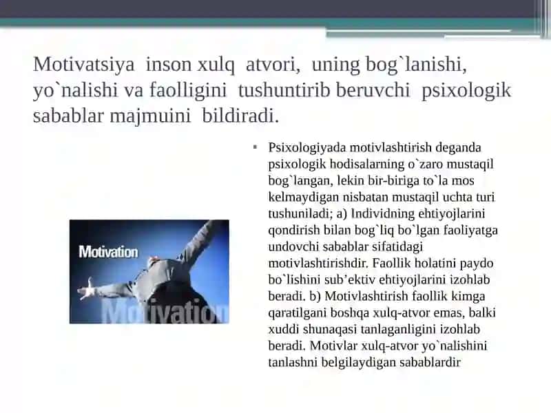 Motiv va motivatsiya haqida umumiy tushuncha 4