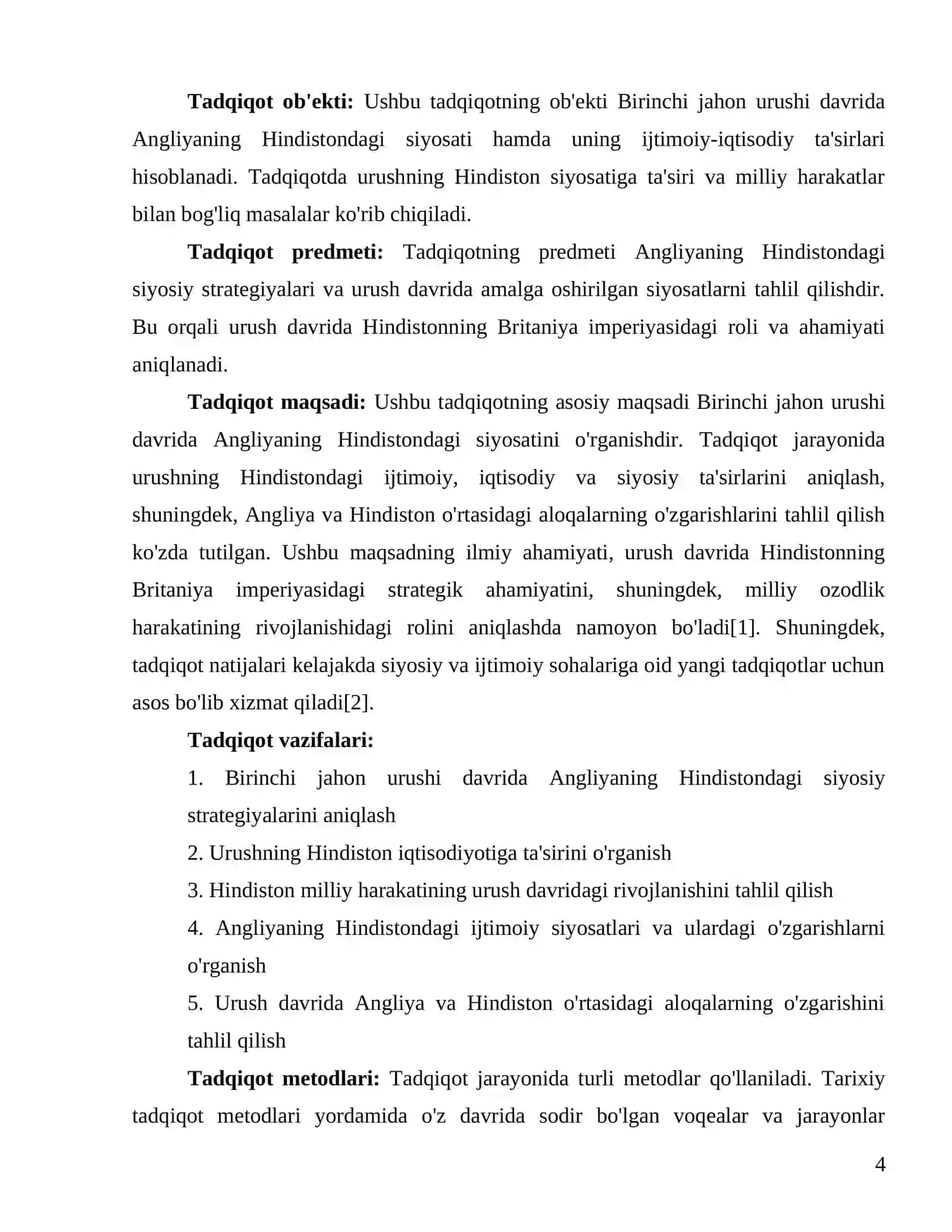 "Birinchi jahon urushida Angliyaning Hindistondagi siyosati" 4