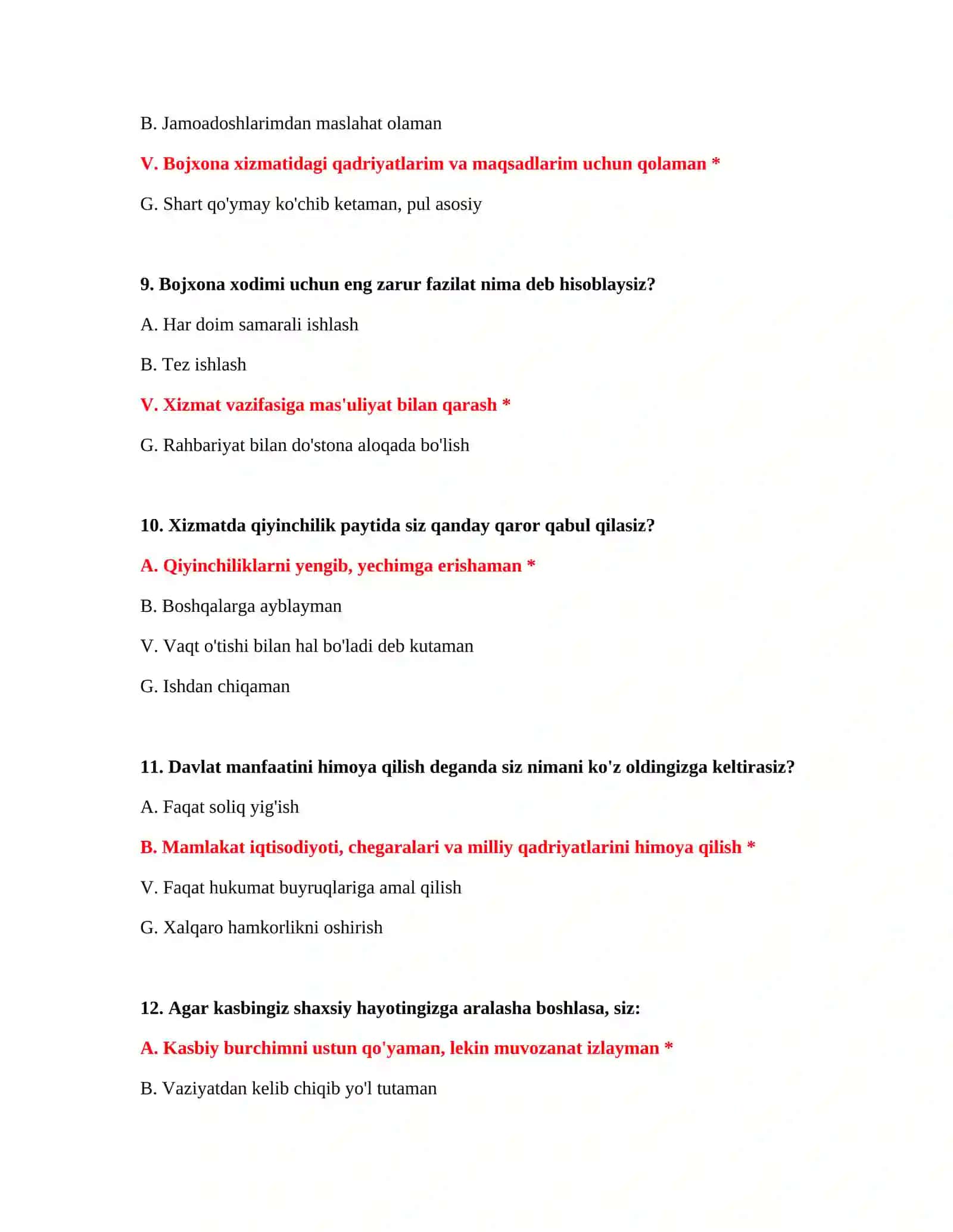 Bojxona ishiga kirish 300 ta test 4