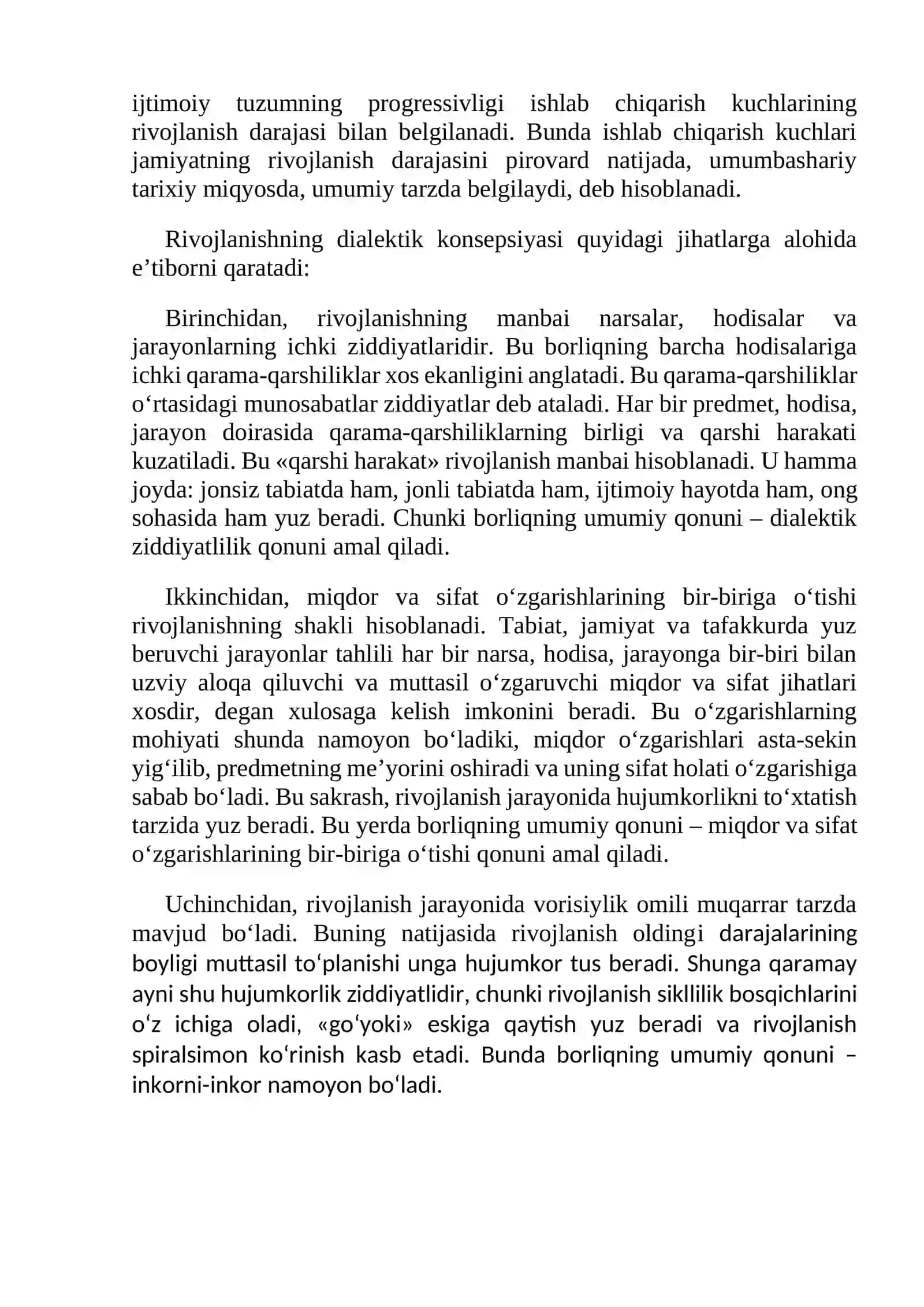 Rivojlanishning umumiy qonunlari va kategoriyalari 4