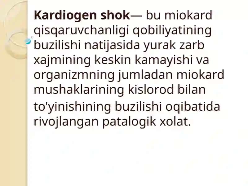 Kardiogen shok klinikasi va davo choralari 4