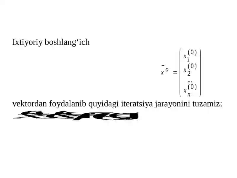 Oddiy iteratsiya usuli. Sistemalar uchun Zeydel usuli 4