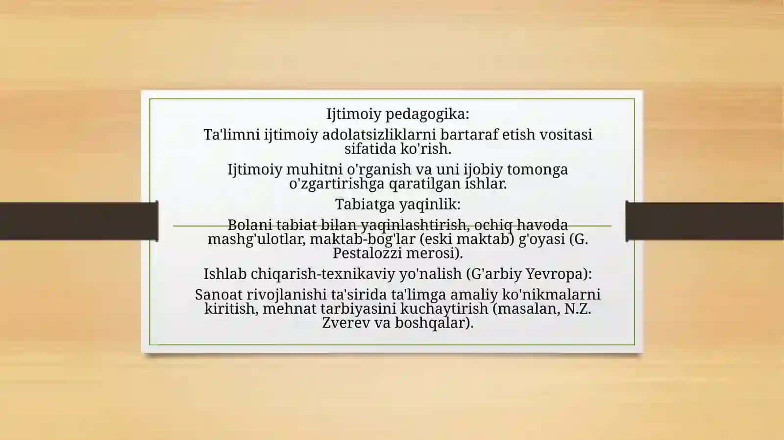 XIX asrning oxiri- XX asrda G’arbiy Yevropa, AQSH ,Rossiyada reformatorlik pedogogikasi va uning asosiy yo’nalishlari. 4