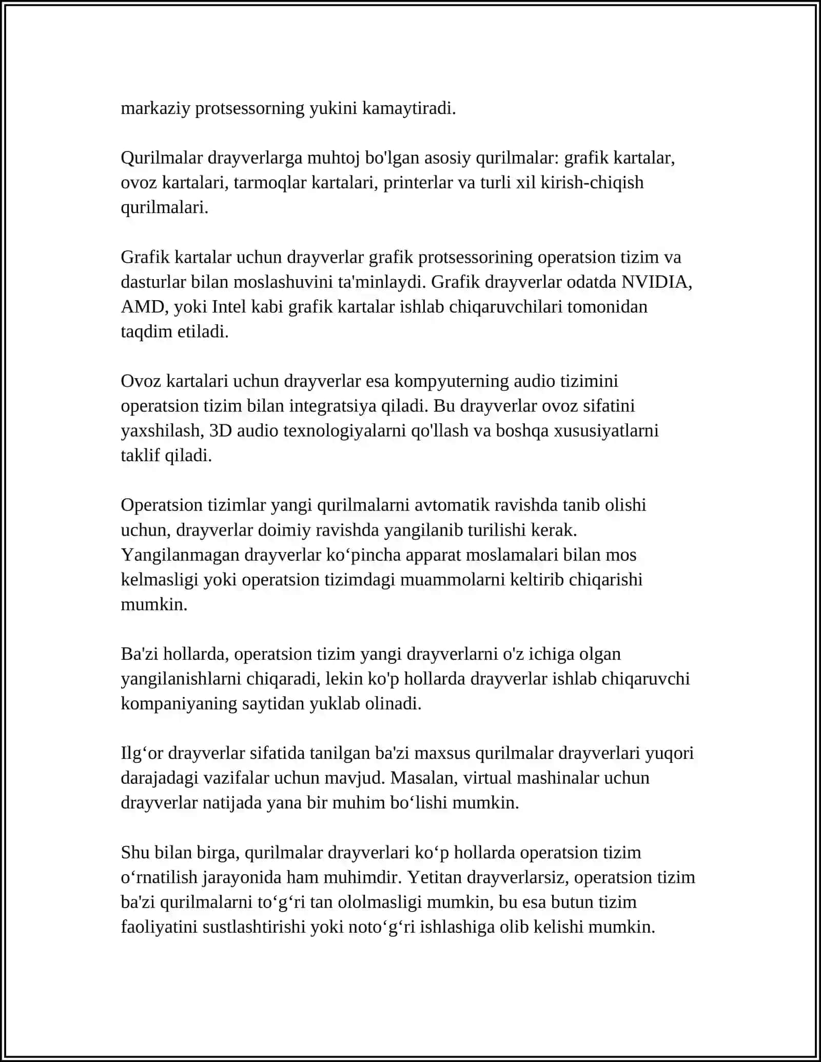 O‘RNATILGAN TIZIMLARDA QURILMALAR DRAYVERI 4