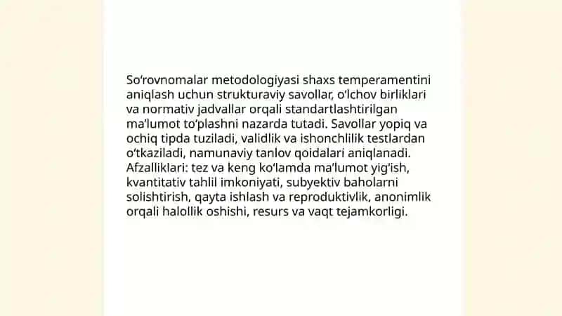 Shaxs temperamentini diagnostika qilishda so‘rovnomalar va kuzatuv usullari 4