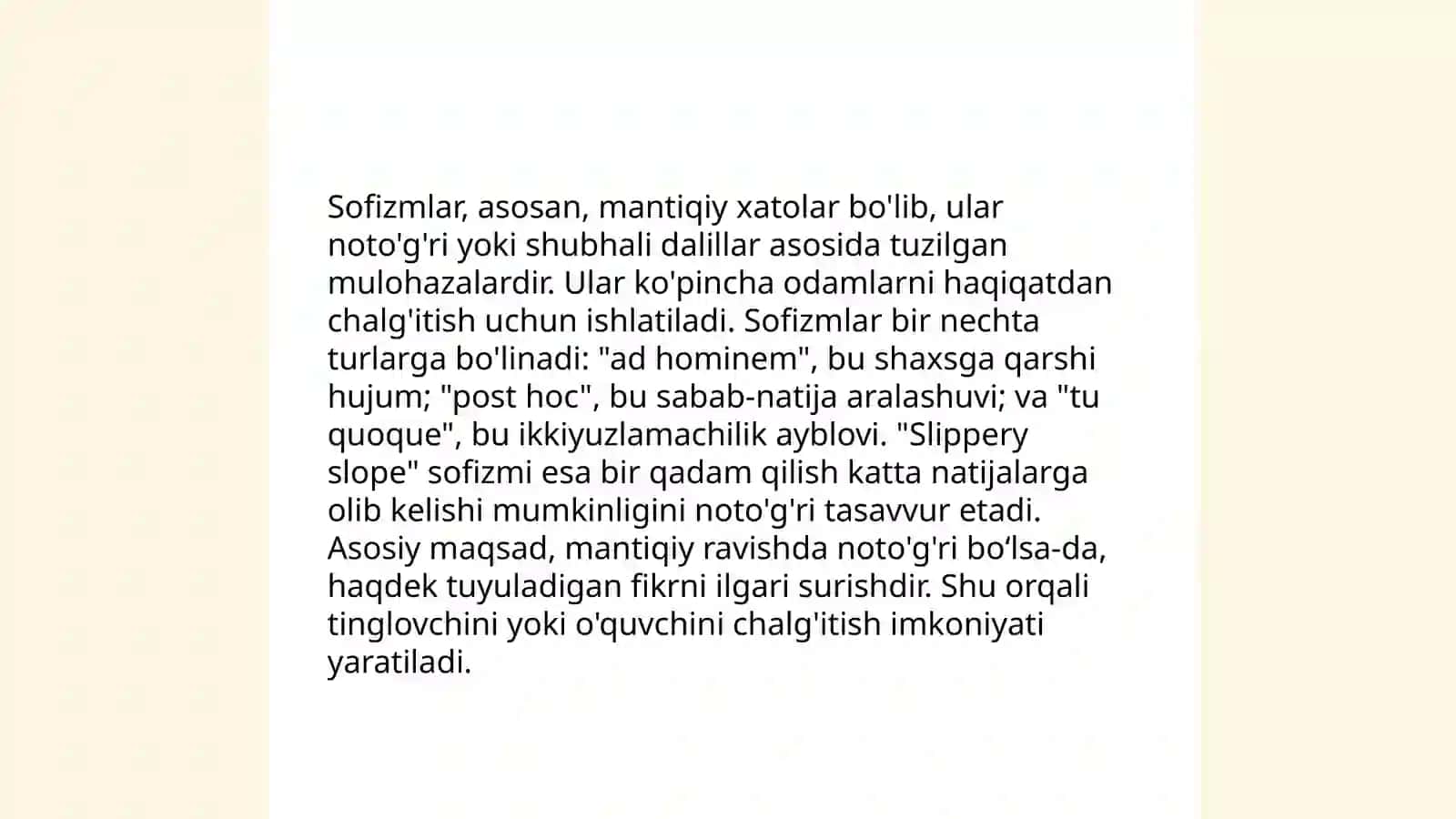 Paradokslar va sofizmlar haqida masalalar,ularning hayotga tatbiqi 4