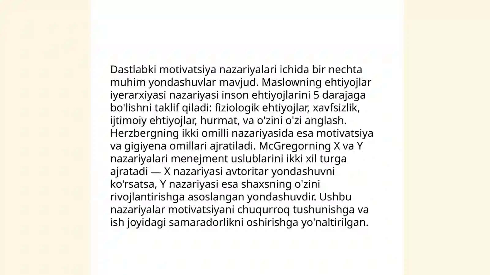 Motivning rivojlanish bosqichlari 4