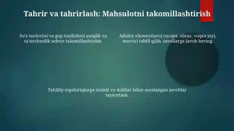 Badiiy asarlarni 6-sinf talablariga tahlil qilish 4