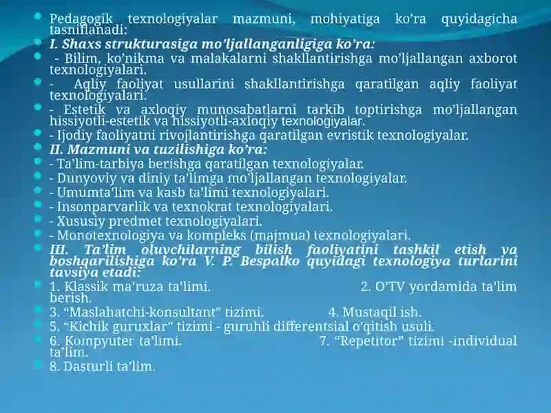 Pedagogik texnologiyalar haqida umumiy tushuncha 4