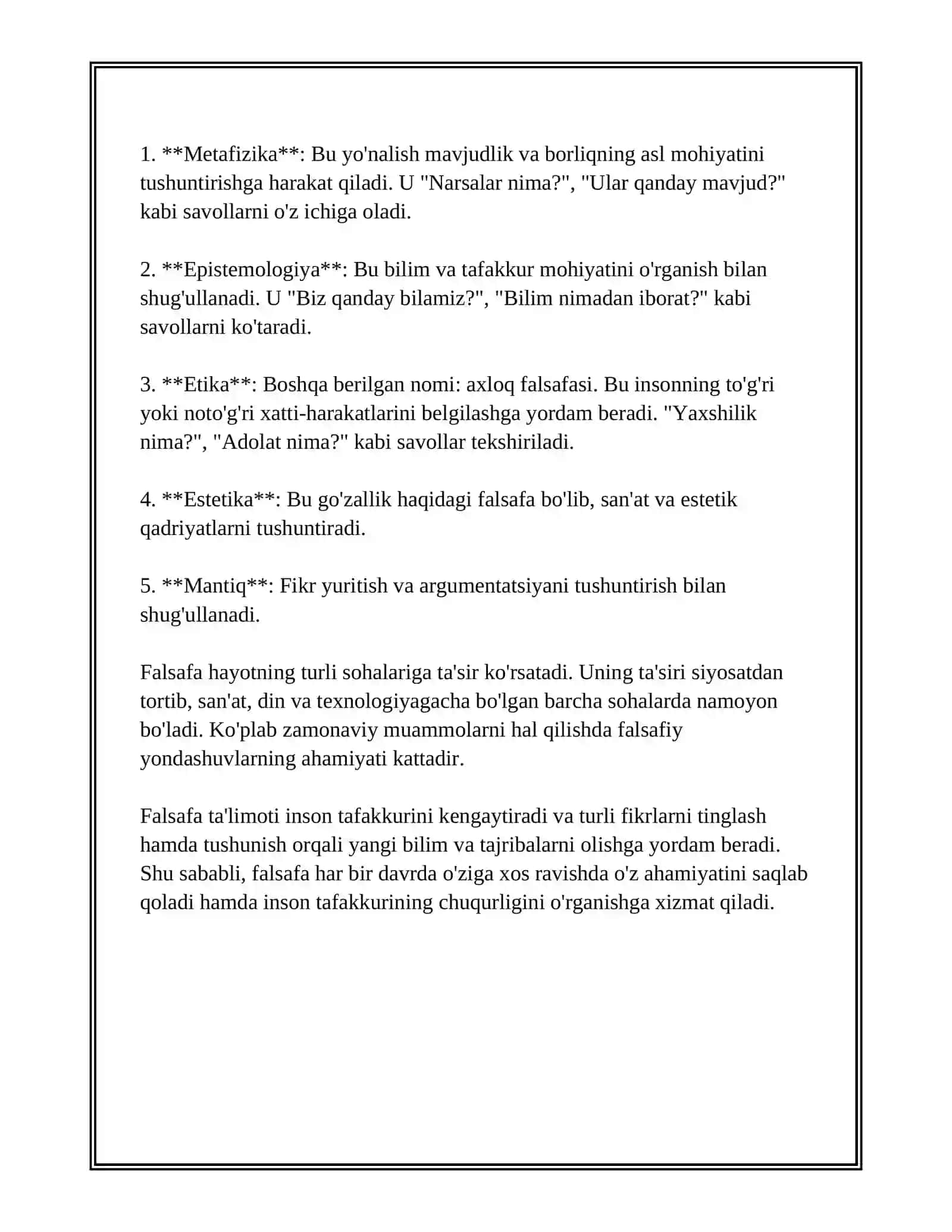 FALSAFANING MOHIYATIGA OID SHARQ VA G’ARB MUTAFAKKIRLARI TA’RIFLARINI TASNIFLASH 4