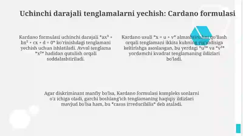 Uchinchi va toʻrtinchi tartibli tenglamalar 4