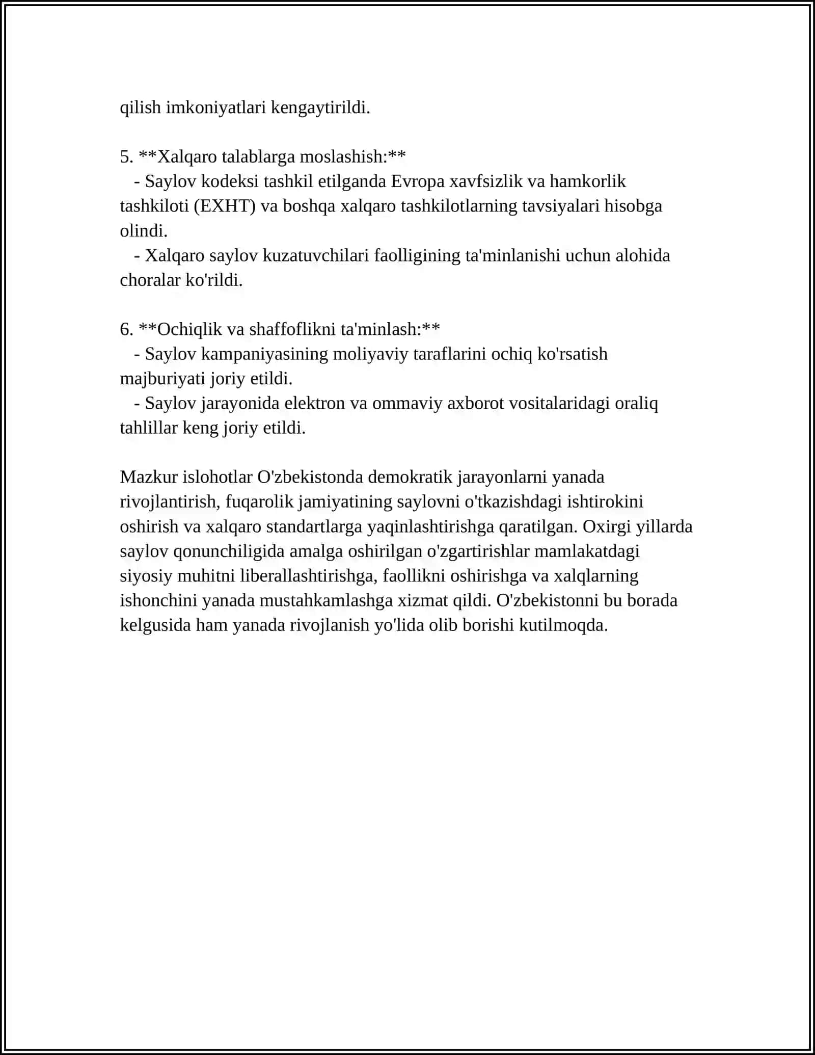 O'ZBEKISTON RESPUBLIKASIDA SAYLOV JARAYONINING HUQUQIY TARTIBGA OLINISHI 4