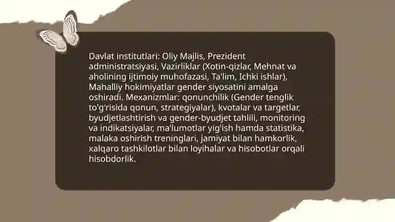 O'zbekistonda gender tenglikni taminlashning xususiyatlari 4