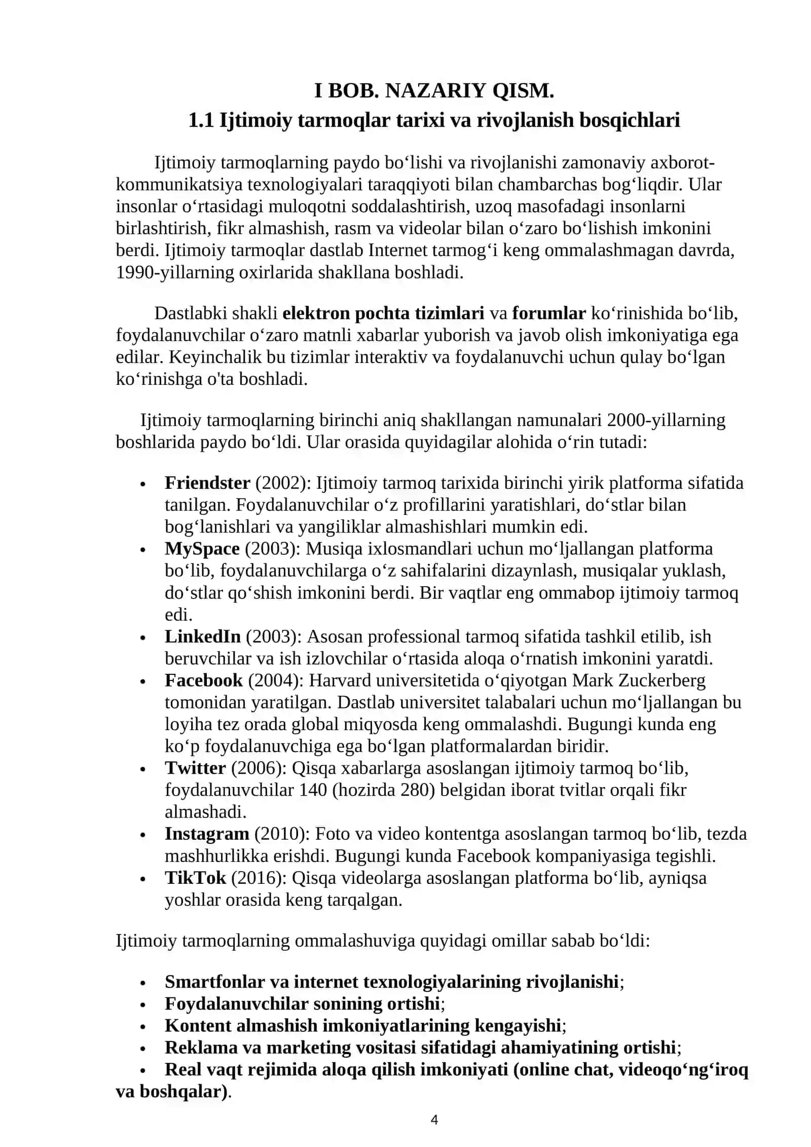 Ijtimoiy tarmoq platformasi kursi 4