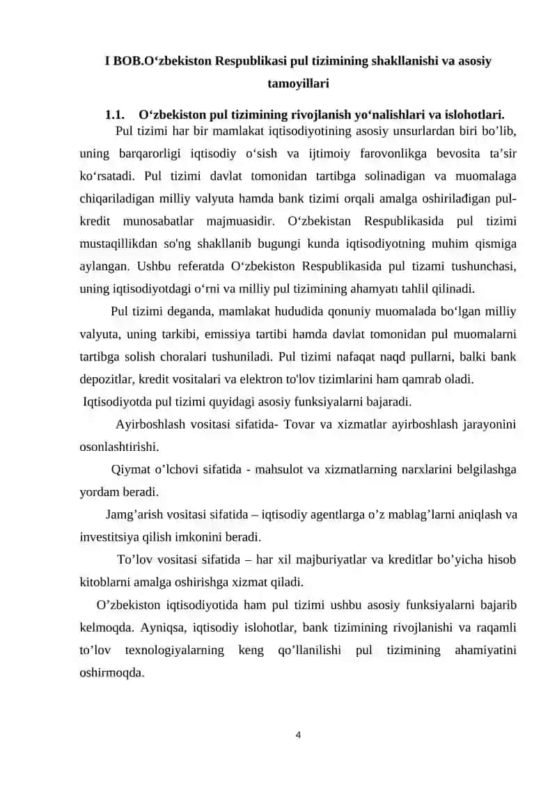 O’zbekiston Respublikasi pul tizimi va rivojlanishi 4