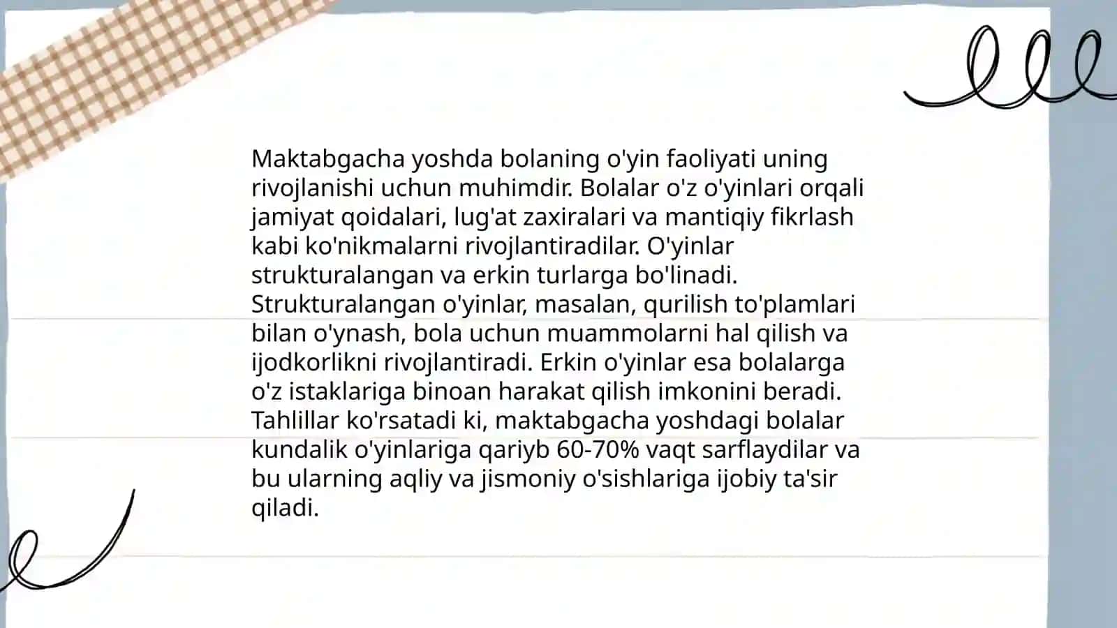 O'yin maktabgacha yoshdagi bolaning faolyati sifatida 4