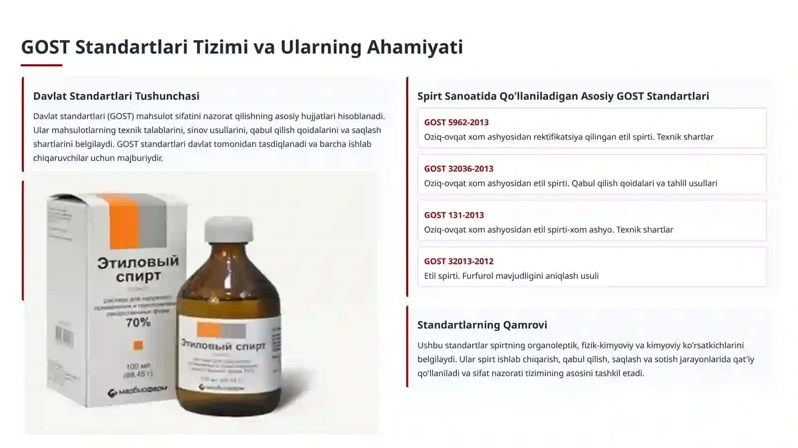 Spirtni Sifat Ko'rsatkichlarini
GOST Standart Bo'yicha O'rganish 4