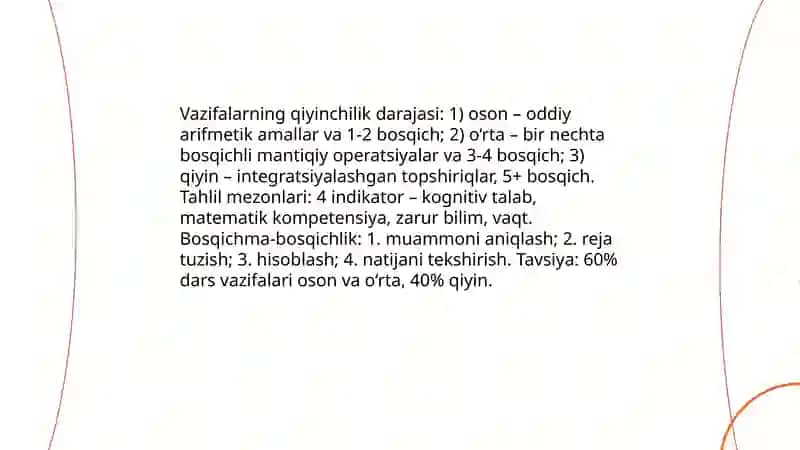 Uchinchi sinf matematika darsligi topshiriqlarini tahlil qilish 4