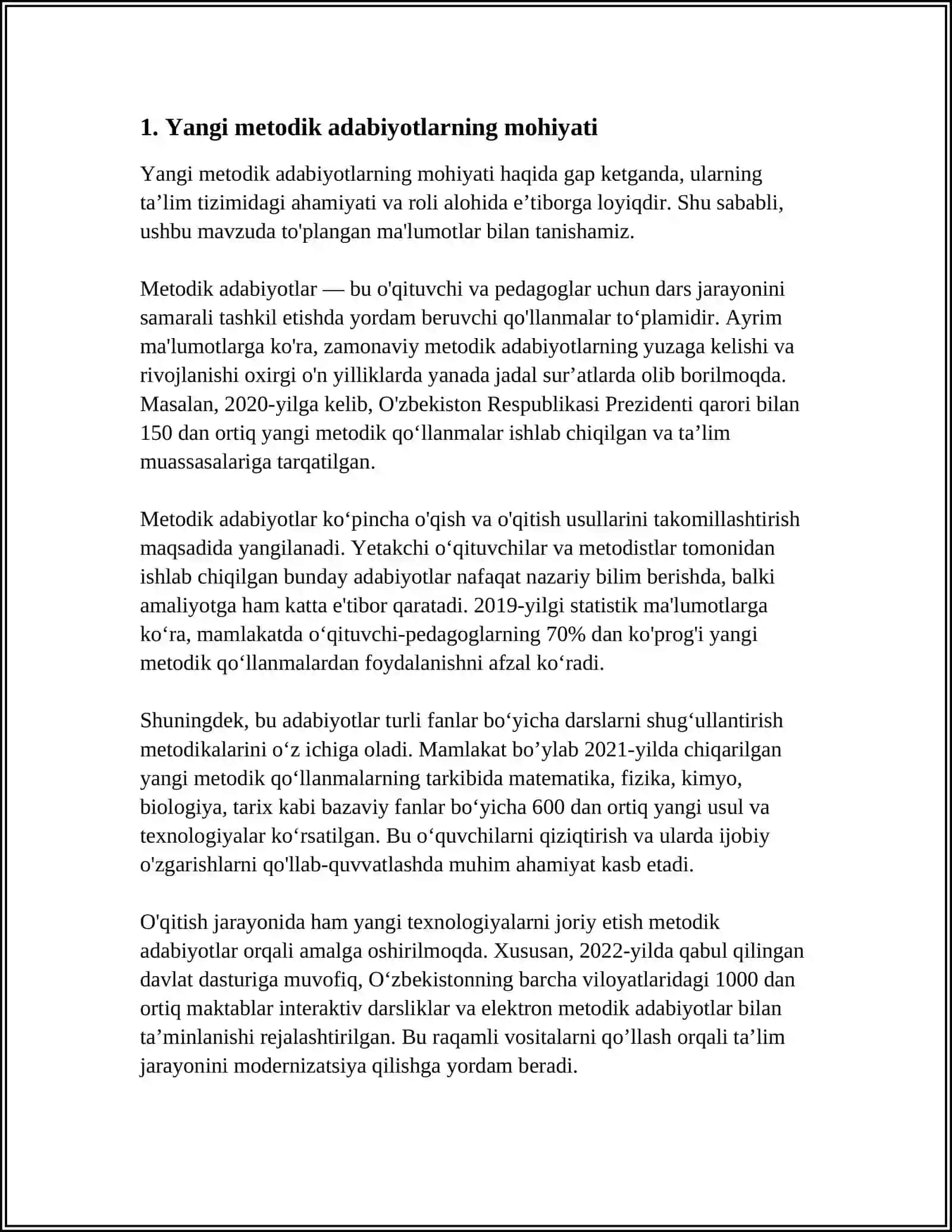 YANGI METODIK ADABIYOTLARGA TAQRIZLAR YOZISH 4