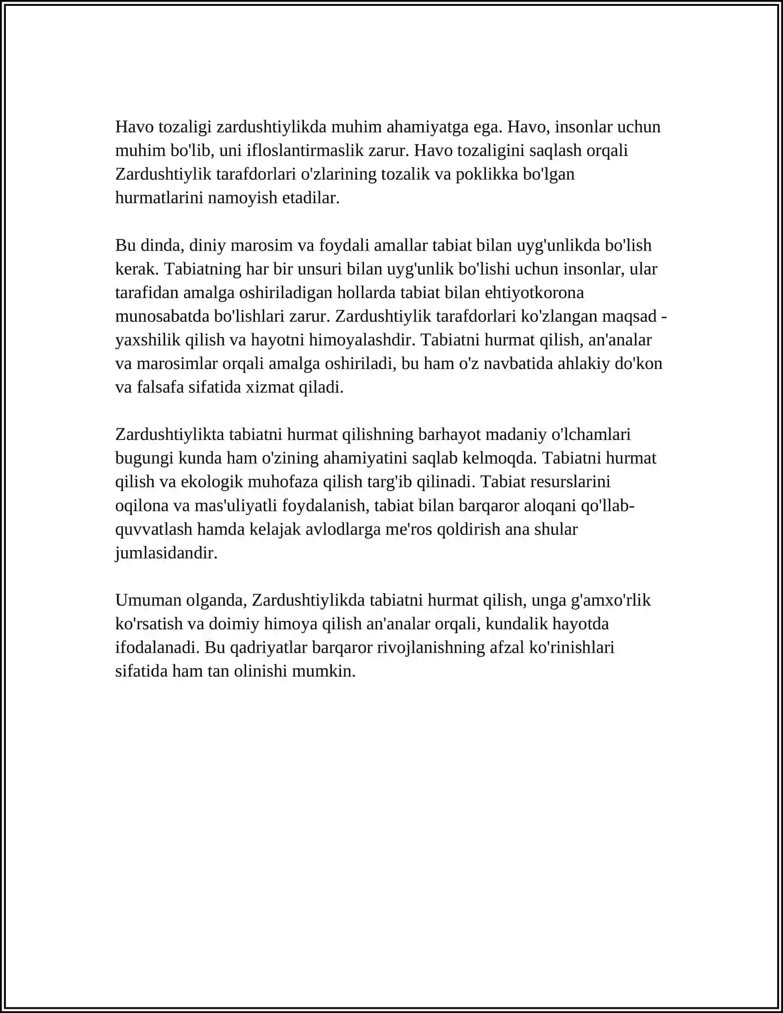 ZARDUSHTIYLIKDA TABIYATNING ULUG'LANISHI 4