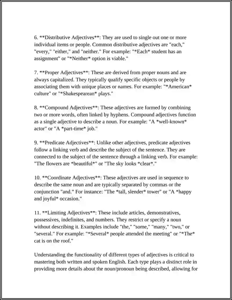 Types of Adjectives 4