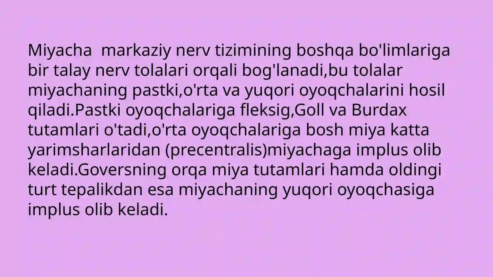 Oraliq miya va miyacha fiziologiyasi. Oʻrta miya 4