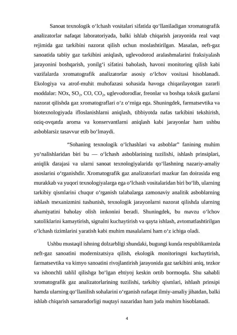 Xromatografik gaz analizatorlarining tuzilishi va tarkibiy qismlarini tadqiq qilish 4